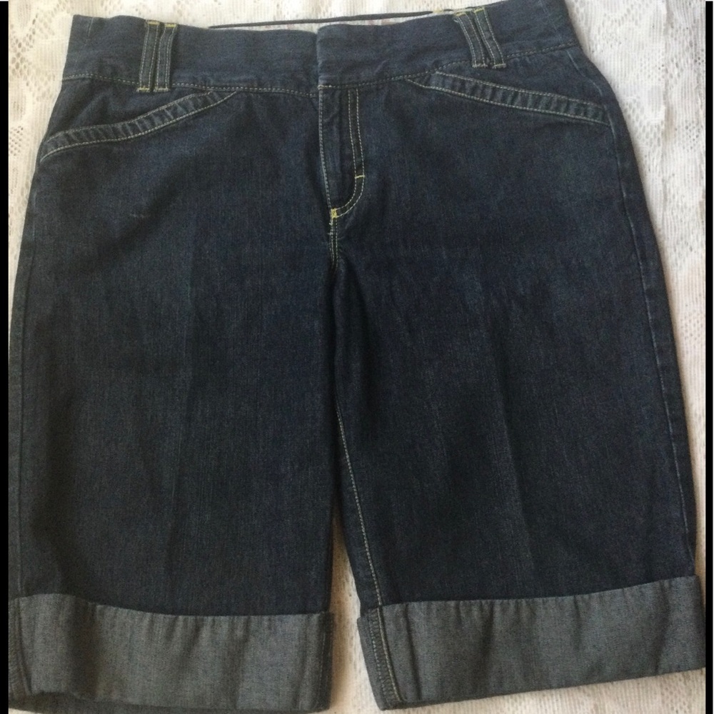 I.e. Dark Wash Jean Knee Shorts